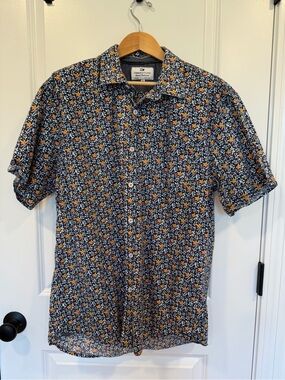 thread & cloth - Men’s Navy Floral Short Sleeve Button-Down Shirt